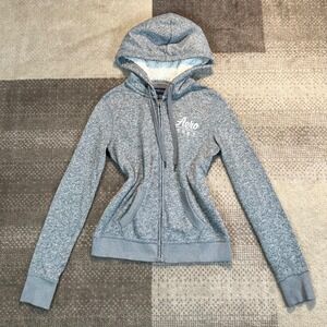Aeropostale Womens XS Grey Heathered Sherpa Lined Full Zip Hoodie Aero 1987